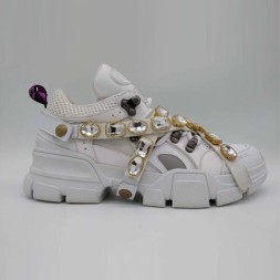 구찌 플래시트렉 탈착 가능한 크리스털 스니커즈 541445 화이트