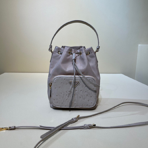 프라다 나일론 타조가죽 버킷백 1BH038-6