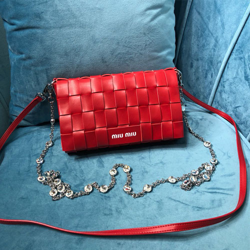 미우미우 가죽 숄더백 5BD178 레드