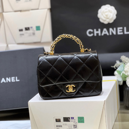 샤넬 탑핸들 미니 플랩백 AS5032 블랙