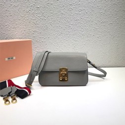 미우미우 레더 스트랩 숄더백 5BD113 그레이