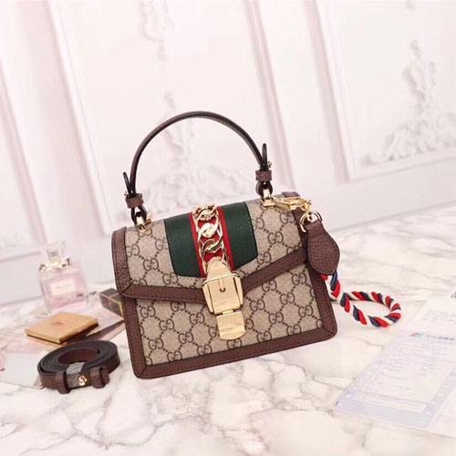 구찌 실비 탑핸들 미니백 470270 브라운