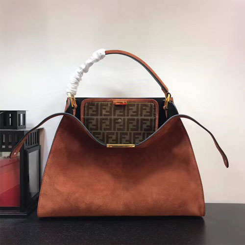 펜디 피카부 X-라이트 스웨이드 백 8BN304 브라운