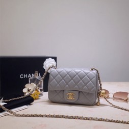 샤넬 램스킨 플랩백 미니 AS1786 그레이