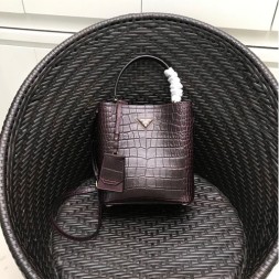 프라다 악어무늬 더블백 1BA212 버건디