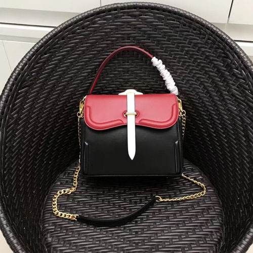 프라다 벨레 가죽 숄더백 1BN004 블랙&레드