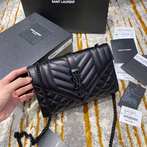 생로랑 엔벨로프 스몰 숄더백 526286 블랙 메탈