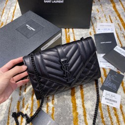 생로랑 엔벨로프 스몰 숄더백 526286 블랙 메탈