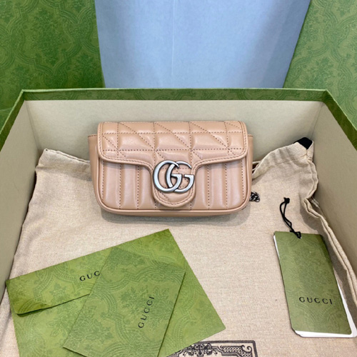 구찌 GG마몽 마틀라세 가죽 수퍼 미니 백 476433 누드