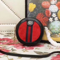 구찌 오피디아 미니 라운드 숄더백 550618 스웨이드 레드