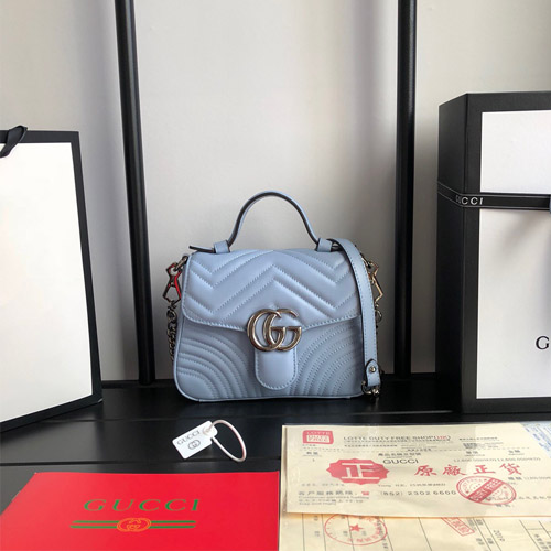 구찌 GG 마몽 미니 탑 핸들 백 547260 민트