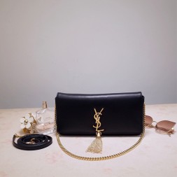 생로랑 케이트 99 테슬 체인백 604276 가죽 블랙