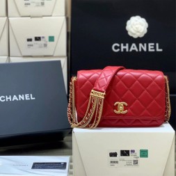 샤넬 퀼팅 플랩백 미듐 AS2051 램스킨 레드