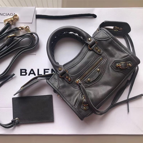 발렌시아가 클래식 골드 나노 시티 핸드백 505555 다크그레이