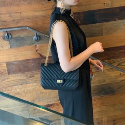  샤넬 2.55 V패턴 스몰 플랩백 A37586 블랙 금장