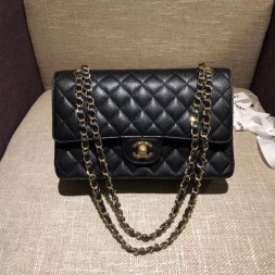 샤넬 클래식 점보백 A1112 미듐 캐비어 블랙