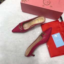 구찌 주미 가죽 슬라이드 577053 체리레드