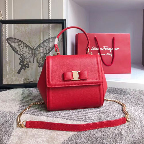 페레가모 바라 보우 스몰 탑핸들백 21G646 레드