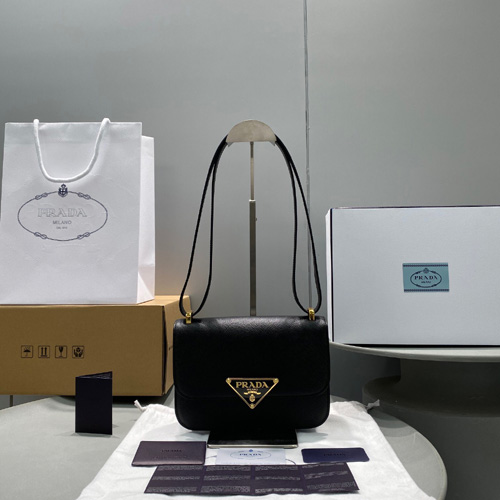 프라다 사피아노 가죽 숄더 백 1BD320 블랙