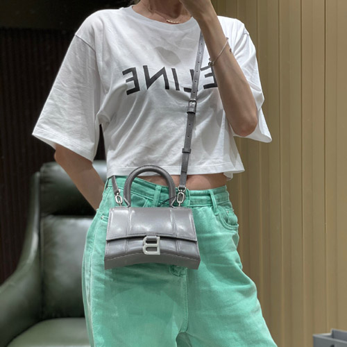 발렌시아가 아워글래스 탑 핸들 백 XS 592833 그레이