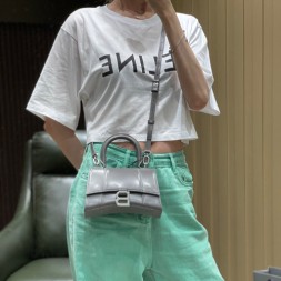 발렌시아가 아워글래스 탑 핸들 백 XS 592833 그레이