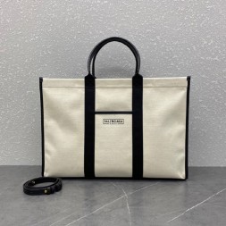 발렌시아가 하드웨어 라지 토트 백 6714032 베이지