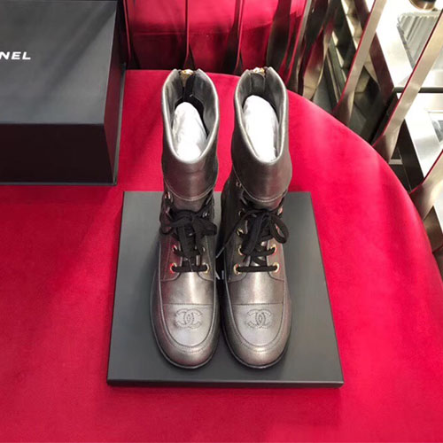 샤넬 쇼트 부츠 G34119 메탈릭 그레이