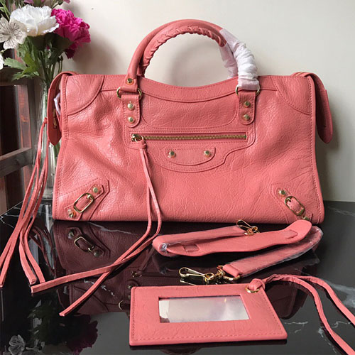 발렌시아가 클래식 라지 시티백 432832 금장 핑크