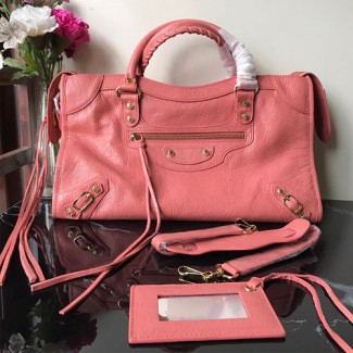 발렌시아가 클래식 라지 시티백 432832 금장 핑크