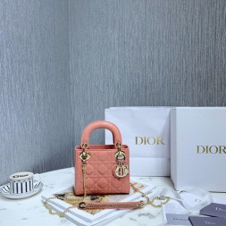 디올  미니 레이디백 M0505 에나멜 핑크 금장
