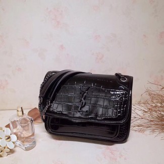 입생로랑 니키 베이비 숄더백 548943 악어무늬 블랙