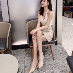 디올 D-SCULPTURE 앵클 부츠 KDI527 누드핑크