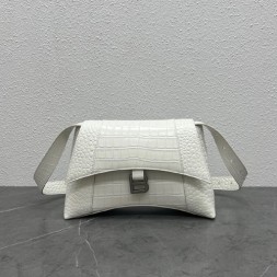 발렌시아가 아워글래스 숄더백 671353 악어무늬 화이트