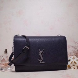 입생로랑 그레인드 가죽 소재의 미디엄 선셋 백 515823 블랙