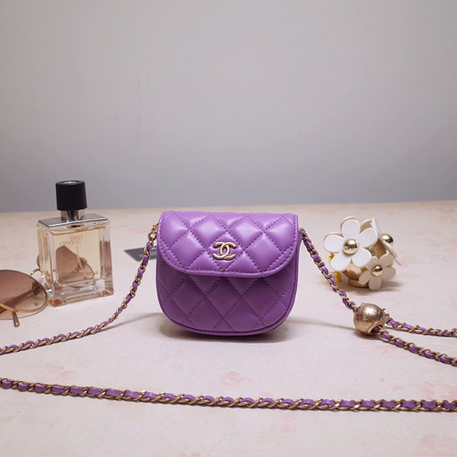 샤넬 체인 미니백 AS1461 램스킨 보라