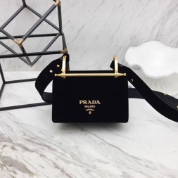 프라다 벨벳 숄더백 1BD075 블랙