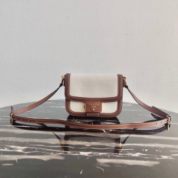 프라다 린넨 앰블럼 로고 숄더백 1BD257