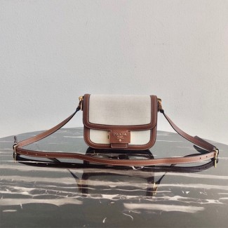 프라다 린넨 앰블럼 로고 숄더백 1BD257