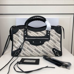 발렌시아가 클래식 스트라이프 라지 시티백 300298 화이트