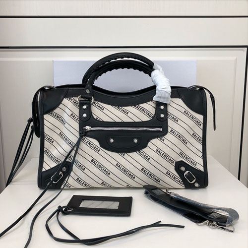 발렌시아가 클래식 스트라이프 라지 시티백 300298 화이트