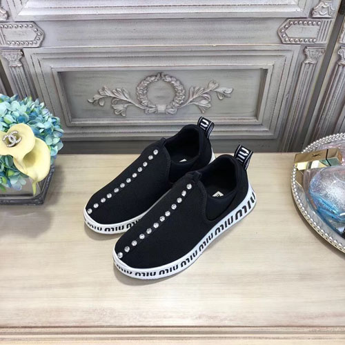 미우미우 크리스털 니트 슬립온 스니커즈 5S901B 블랙