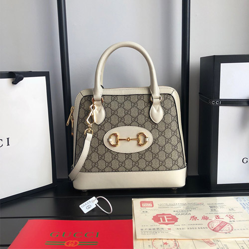 구찌 1955 홀스빗 스몰 탑 핸들백 621220 화이트