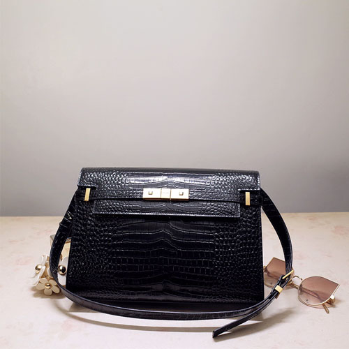 생로랑 맨하탄 숄더백 579271 악어무늬 블랙 금장