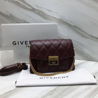 지방시 GV3 스몰 퀼팅 숄더백 BB501 버건디 금장