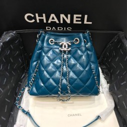 샤넬 도로스트링 버킷백  AS1803 블루