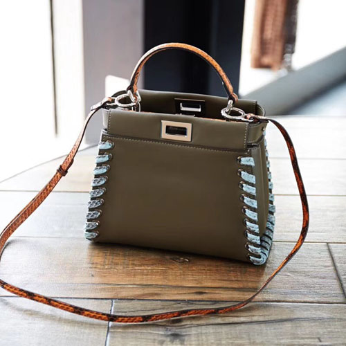 펜디 신상 미니 피카부백 8BN245 카키색