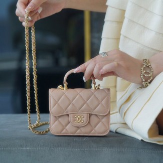 샤넬 핸들 플랩 코인 펄스 체인 백 AP2200 램스킨 누드