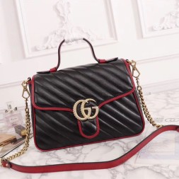 구찌 GG 마몽 스몰 탑 핸들 백 498110 블랙