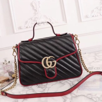 구찌 GG 마몽 스몰 탑 핸들 백 498110 블랙