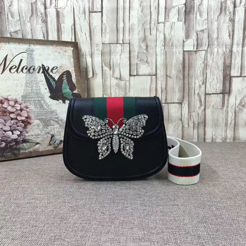 구찌 나비 디테일의 가죽 숄더백 505387 블랙